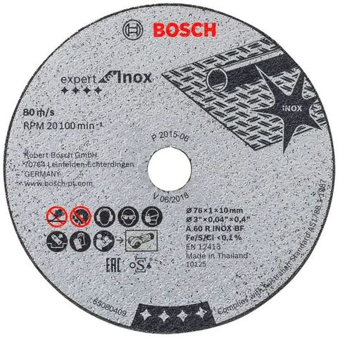 Pacote 5 Discos Corte Expert For Inox 76x1x10 mm Reto 2608601520-000 Bosch